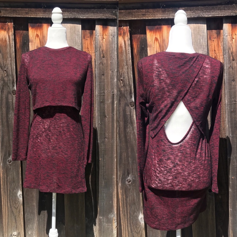 H&M Maroon Long Sleeve Dress
